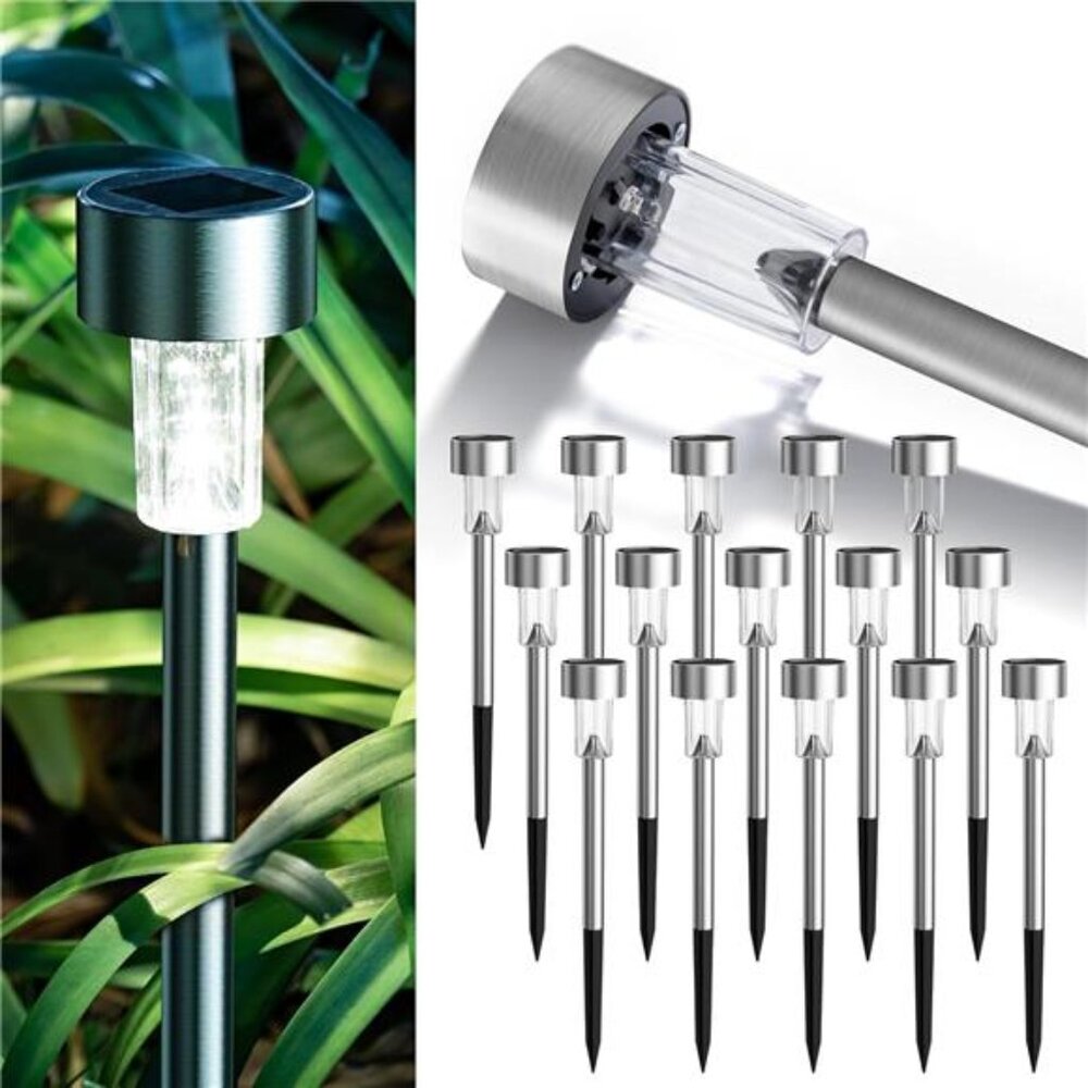 16 Pack Solar Path Lights Outdoor Waterproof Stainless Steel Led Garden Lights